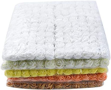 Mini Fake Rose Flower Heads 144pcs Mini Wreaths Artificial Rose Flower DIY for Wedding Bouquets Centerpieces,Wedding Scrapbooking Decoration Rose Fake Flower(Bottom add Gauze) Beige