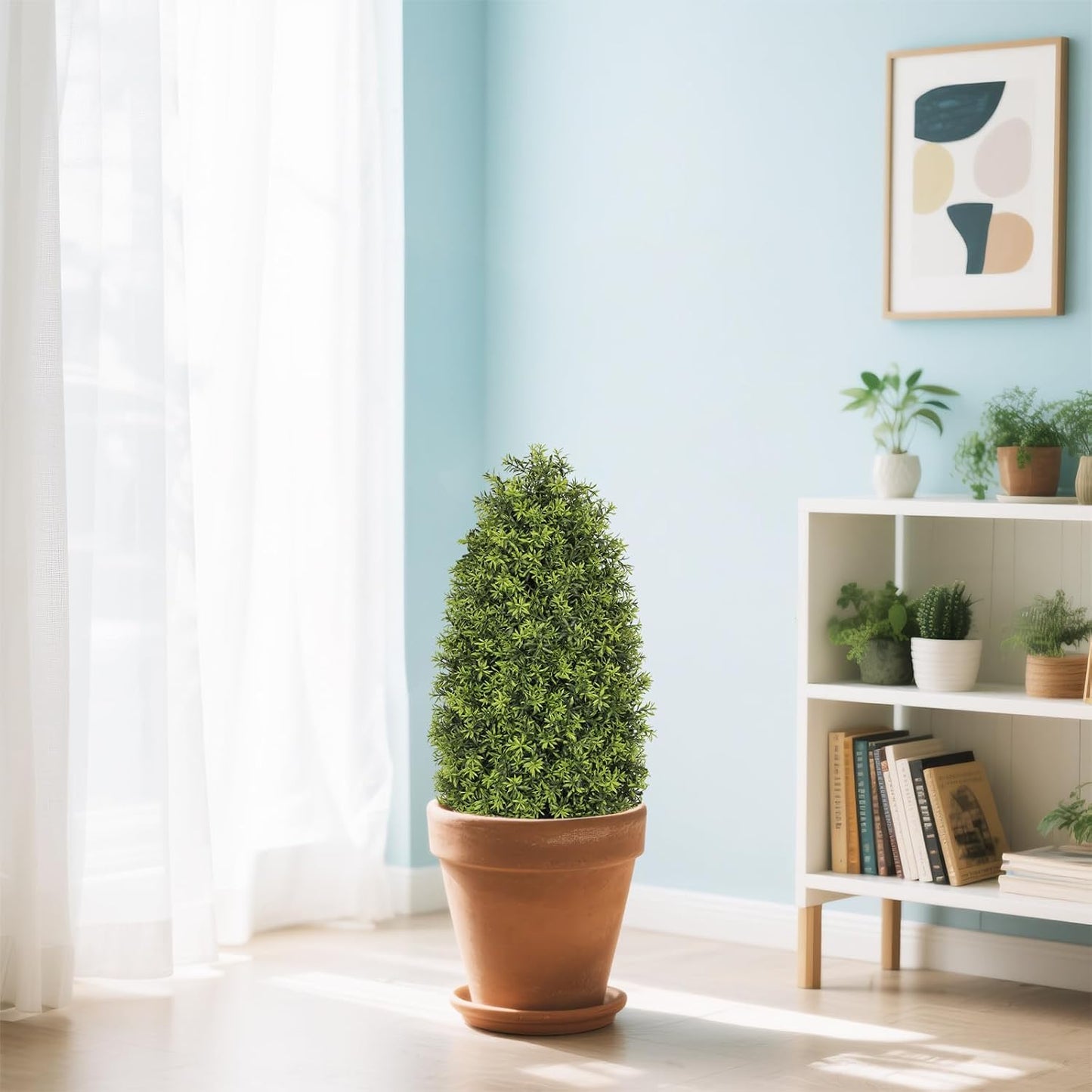 3ft Artificial Boxwood Topiary Trees (Set of 2) - UV Resistant Faux Plants for Outdoor/Indoor, Realistic 36in Fake Bushes and Shrubs for Front Porch, Planter, Patio - Low Maintenance & Evergreen