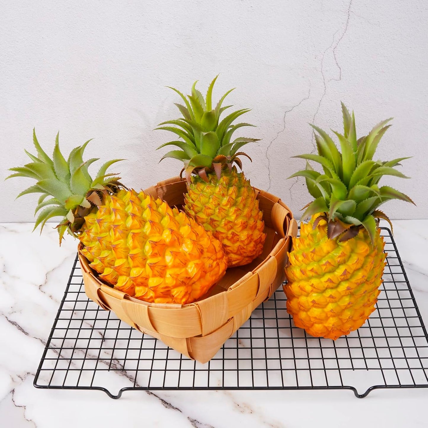 QIRMIZI 2 Pack Artificial Pineapple -Simulated Fruit Decoration, Lifelike Fake Fruit Model, Perfect for Home Decor, Kitchen, Party & Photography Prop – Realistic & Eco-Friendly,Yellow Small