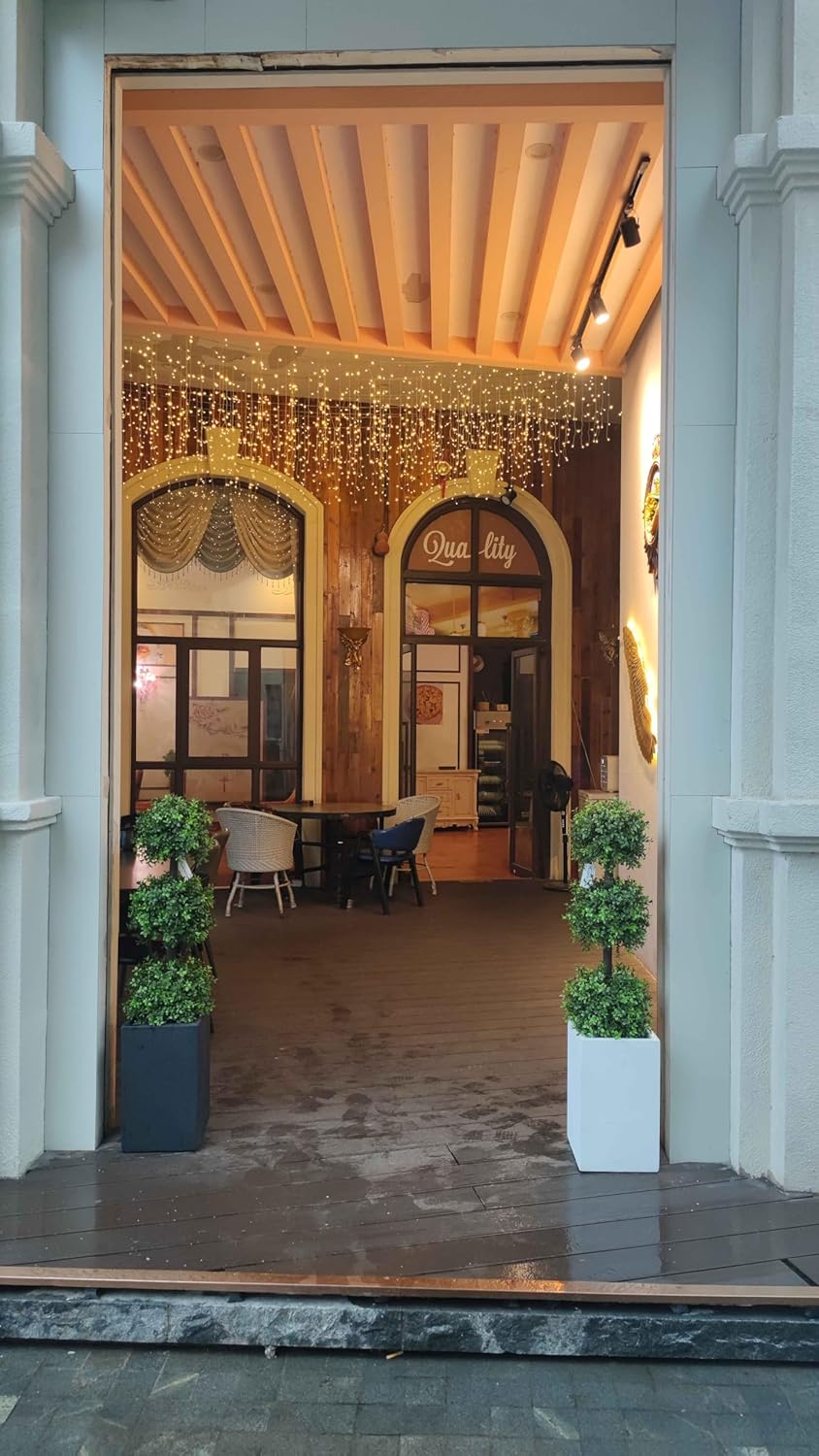 38''T Artificial Boxwood Topiary Triple Ball Outdoor Potted Plants Anti-UV Front Door Decor 2Pack