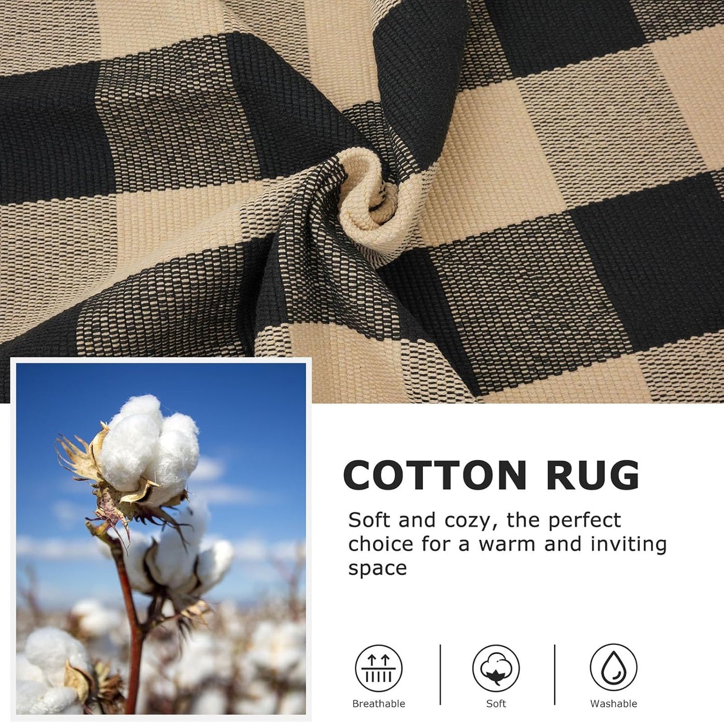 IOHOUZE Buffalo Plaid Checkered Rug 2x3 Ft Front Door Mats, Washable Area Rugs for Front Porch Welcome Mats Indoor Outdoor, Entryway Door Rug for Entryway, Home Entrance, Tan Black