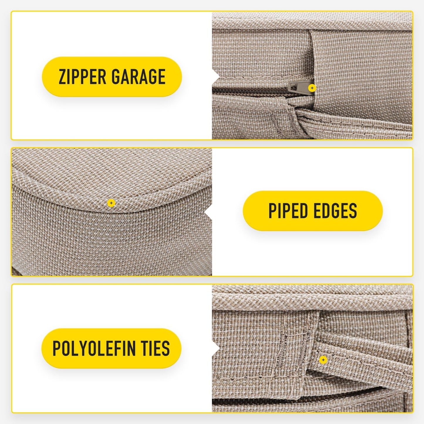 SUNROX Gel Memory Foam Chair Cushions, FadeShield Water-, Stain-Resistant Durable Reversible Seat Cushion Pads with Ties for Indoor/Outdoor Kitchen Dining Office, 19"x19", Set of 4, Husk Birch