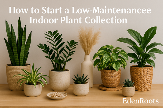 EdenRoots horizontal thumbnail showing a natural indoor plant arrangement with low-maintenance greenery and botanical home styling