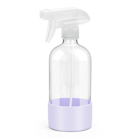 Glass Spray Bottles with Silicone Sleeve Protection, Empty 16 oz Refillable Containers, Reusable Spray Bottles with Adjustable Nozzle for Hair, Cleaning Solutions, 1 Pack Purple