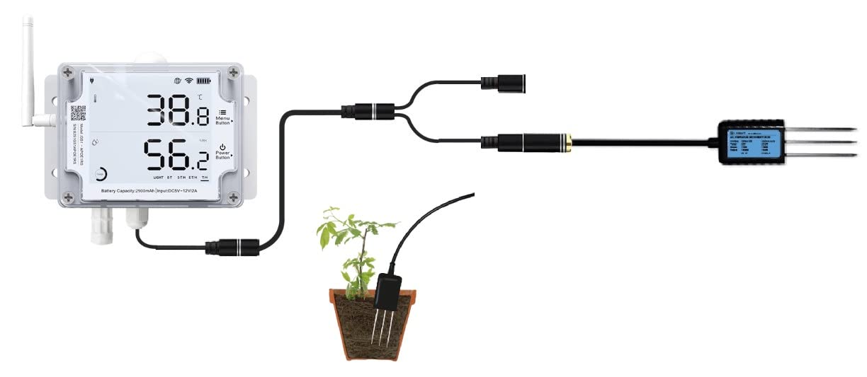 UbiBot GS1-AETH1RS + Soil Temperature Moisture Probe Ethernet Thermometer Hygrometer, WiFi Temperature Humidity Sensor, Digital Temperature Data Logger, Free App Email Alert
