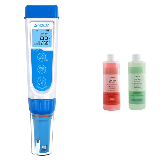 Apera InstrumentsAPERA Instruments AI316 Premium Series PC60 5-in-1 Waterproof pH/EC (Conductivity) & AI1113 pH Calibration Buffer Solution Kit (7.00, 4.00), 8 oz.