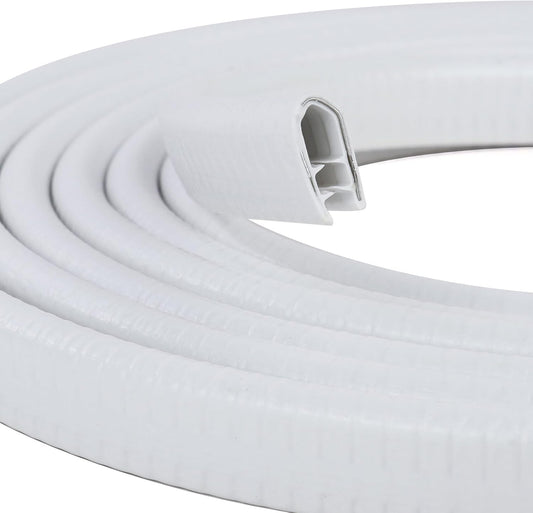 Rubber Edge Trim, U Channel Edge Trim with Metal Clips Edge Guard Protector, PVC Rubber Seal Strip for Sheet Metal, Car Doors, Hatches, Table Corners, Fit 3/64" to 1/4"(1.2mm-6.4mm), 32Ft, White