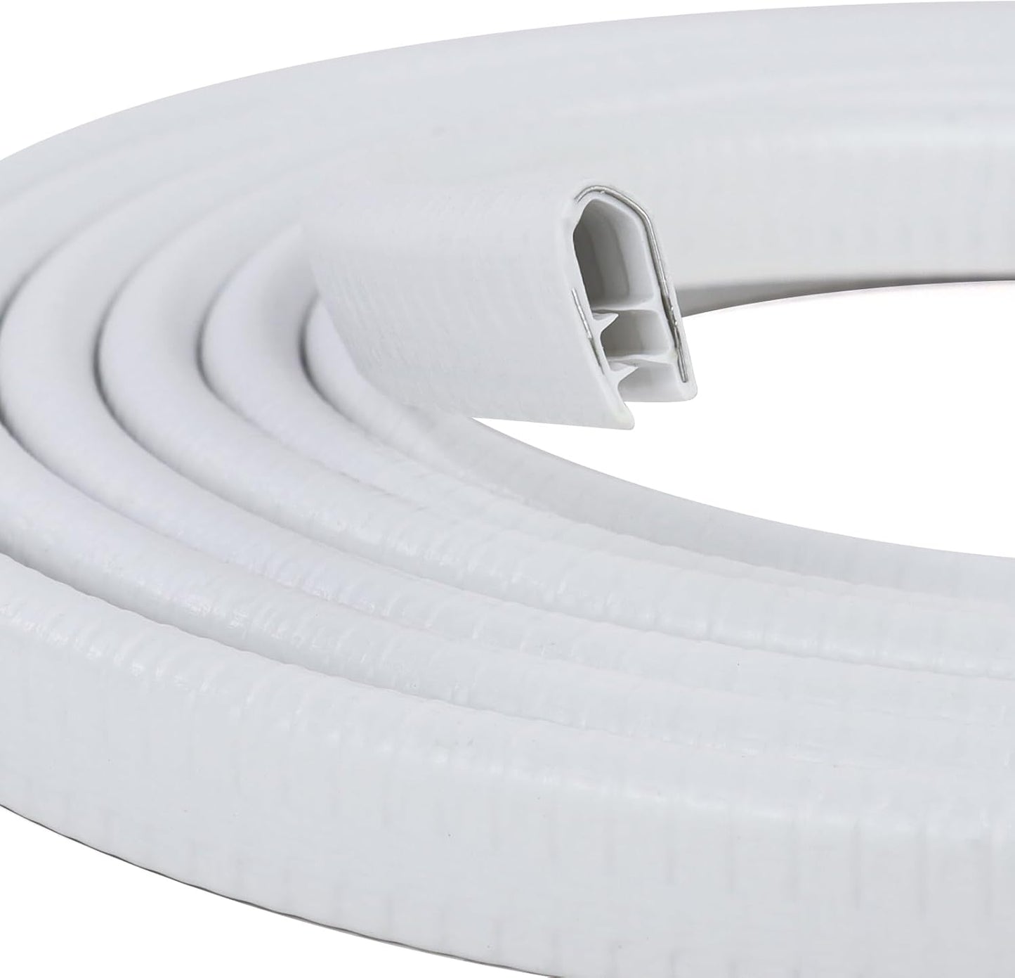 Rubber Edge Trim, U Channel Edge Trim with Metal Clips Edge Guard Protector, PVC Rubber Seal Strip for Sheet Metal, Car Doors, Hatches, Table Corners, Fit 3/64" to 1/4"(1.2mm-6.4mm), 16Ft, White