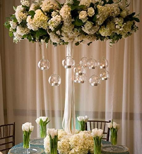 Nuptio 8 Pcs 3.15"/ 8cm Hanging Glass Tealight Holder Globe Plant Terrariums Glass Orbs Air Plants Tea Light Candle Holders Home Decor Indoor Outdoor Garden (with 2 Holes, 6 Pcs + 2 Pcs)