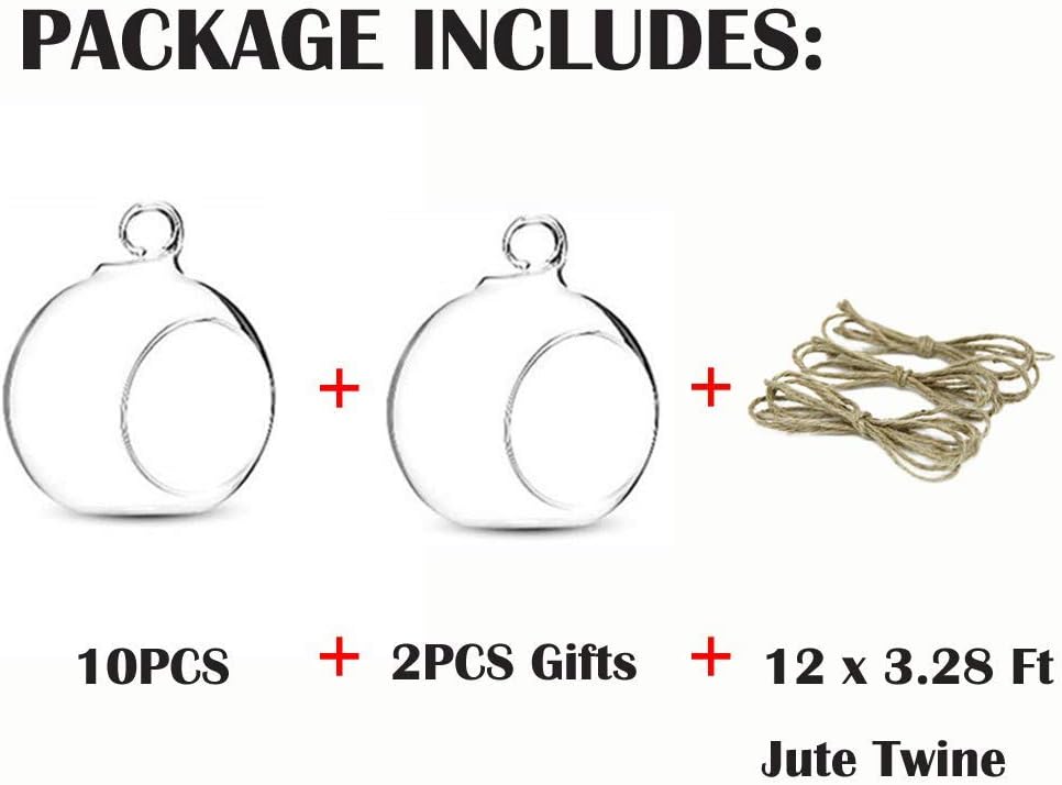 Set of 12 Air Plant Holder Hanging Glass Globe Tea Light Candle Holders Home Wedding Party Centerpieces Decor Indoor Outdoor Tealight Candleholders (12Pcs 4 inches Diameter)