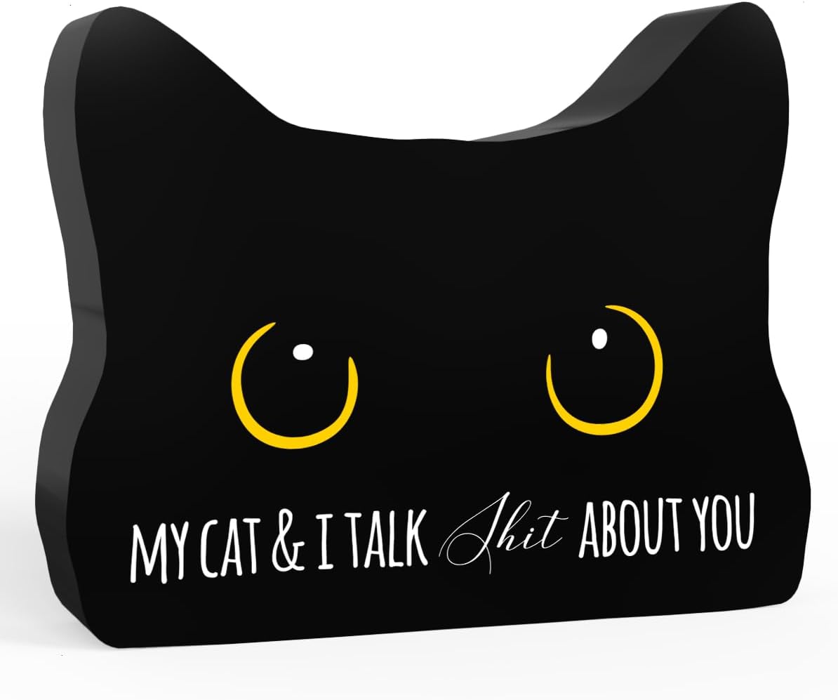Bathroom Acrylic Decor Sign Black Cat Decor Cat Decor for Home Bathroom Cat Lover Gifts For Women Men