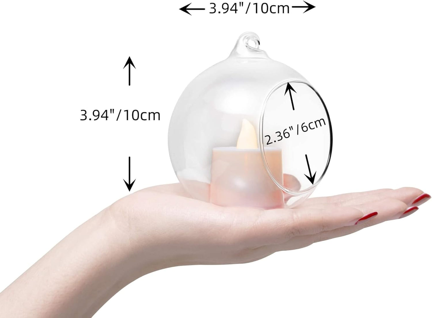 Hanging Glass Candle Holder, Globe Tea Light Holder, Hanging Vase, Flower Plants Terrarium, Glass Orbs Container, Micro Landscape DIY for Home, Office, Wedding (4" 4Pcs)