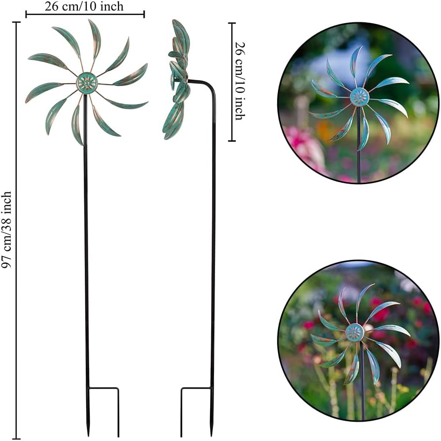 Stargarden Wind Spinners Outdoor Metal, Garden Pinwheels Waterproof Wind Sculptures, Small Windmills for Yard and Garden Decor