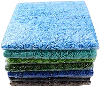 144pcs Mini Fake Rose Flower Heads Realistic Navy Blue Roses Heads w/Stem for DIY Wedding Bouquets Centerpieces Bridal Shower Party Home Decorations (Navy Blue)