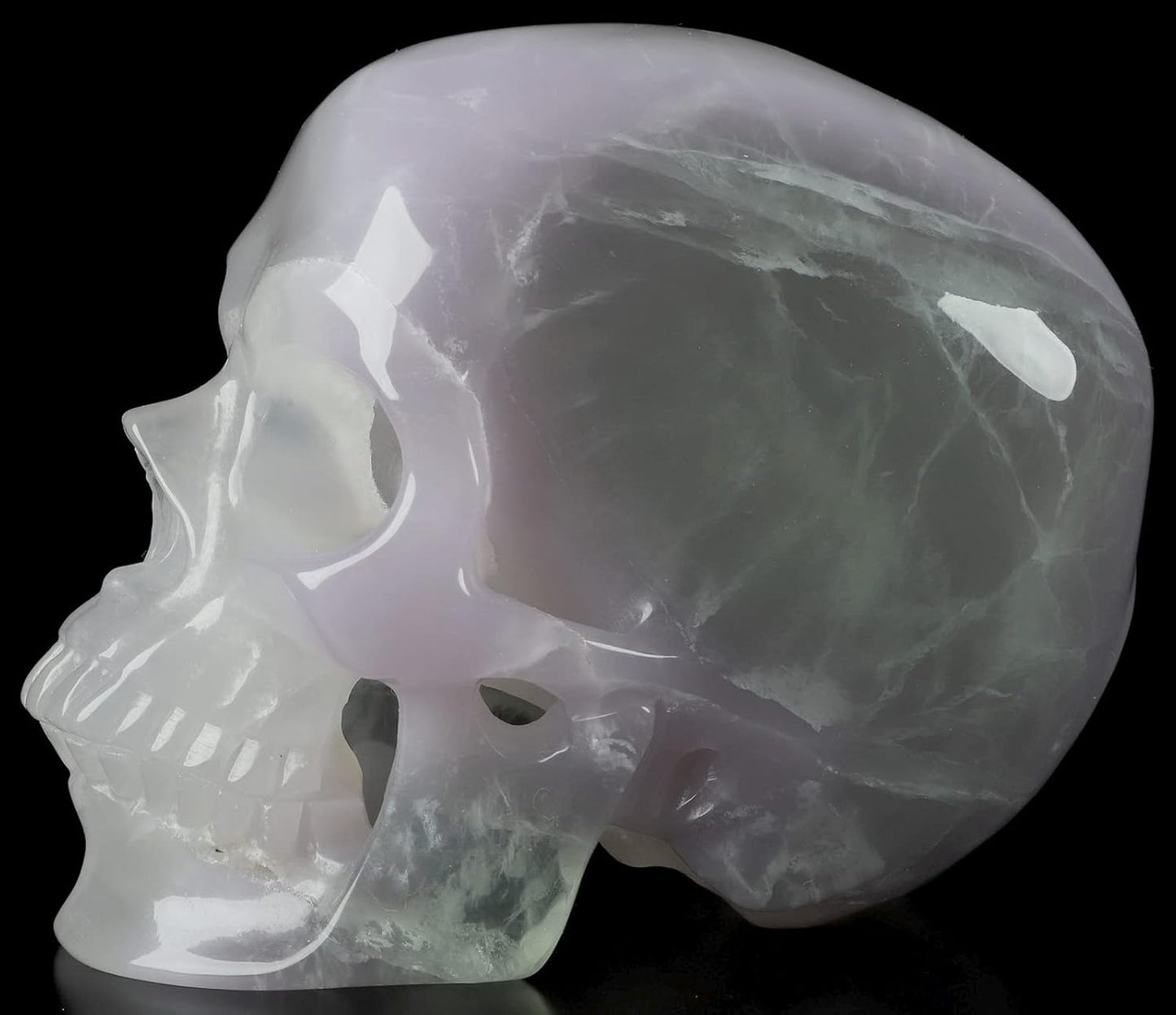 Skullis 5.0" Fluorite Super Realistic Crystal Skull, Hand Carved Gemstone Fine Art Sculpture, Reiki Healing Stone Statue.2245 Z8