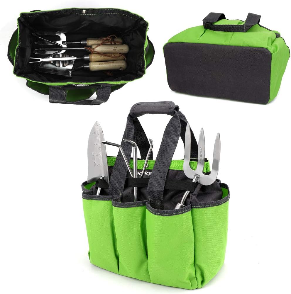 WORKPRO Garden Tool Bag, 8 Pockets Gardening Bag, Heavy Duty Oxford Garden Tote Caddy (Tools NOT Included), 12" x 12" x 6"