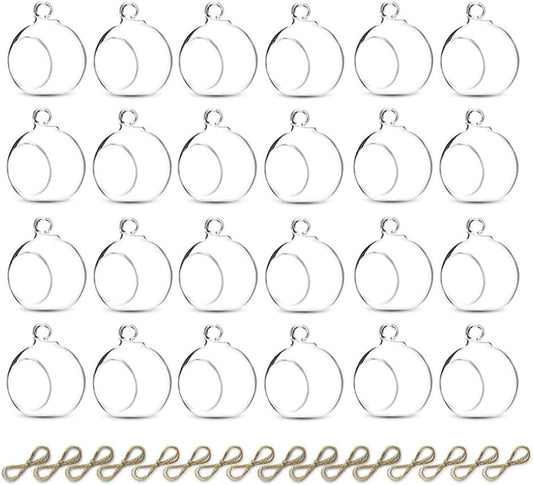 Sziqiqi Hanging Glass Globes Orbs Tea Light Candle Holders fillable with Trinkets for Wedding Ornaments, Wedding Birthday Christmas Party Centerpiece Accessory 2.36inch 20pcs +4 Extra