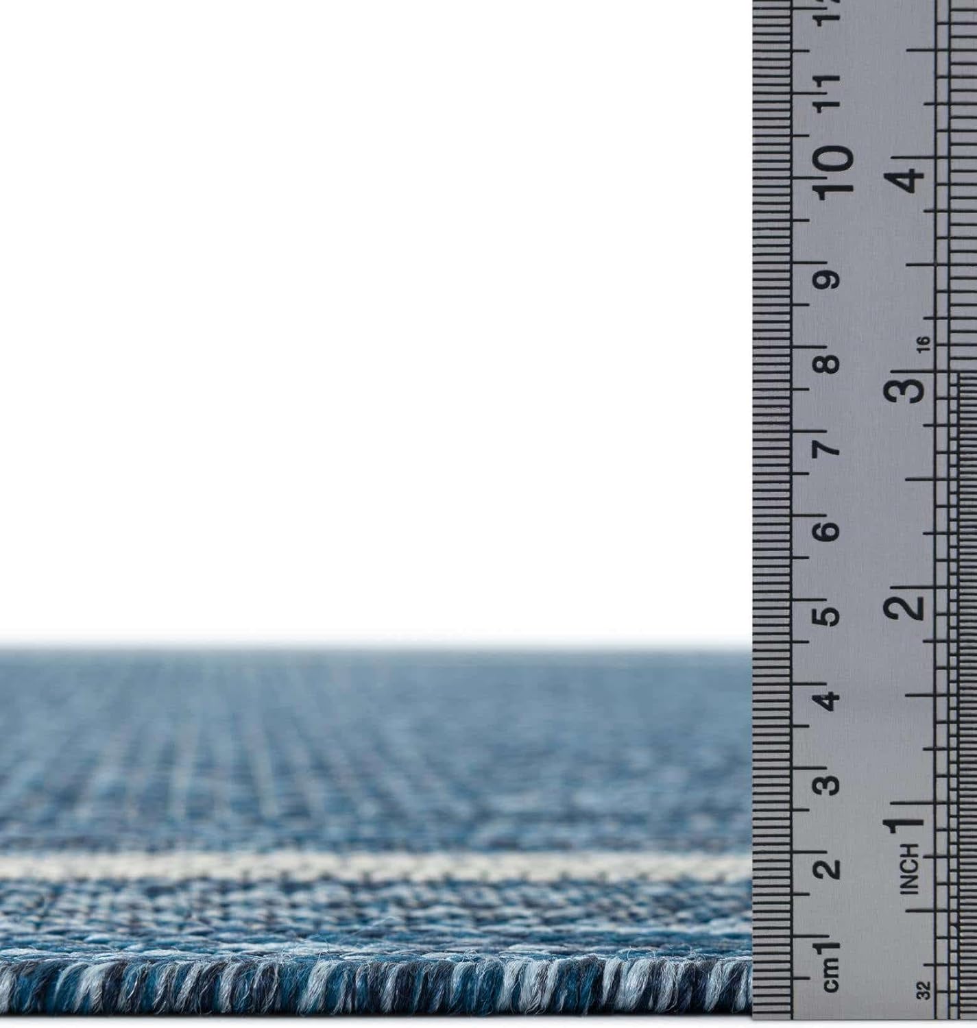 Unique Loom Outdoor Border Collection Area Rug - Soft Border (5' 3" x 7' 1" Rectangle Blue/Ivory)