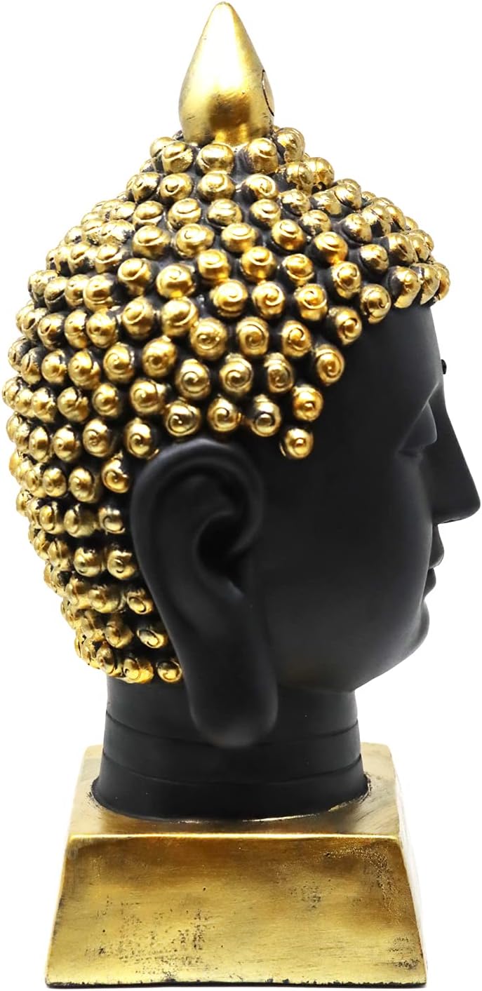 Seraphic Buddha Head Statue for Home Decor or Outdoor, Gold, 13" Tall