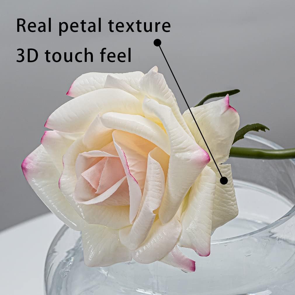 Artificial Roses Single Stem 10pcs Fake Silk Flower Arrangement Bouquet Real Touch for Home Party Wedding Decoration(Orange Yellow)