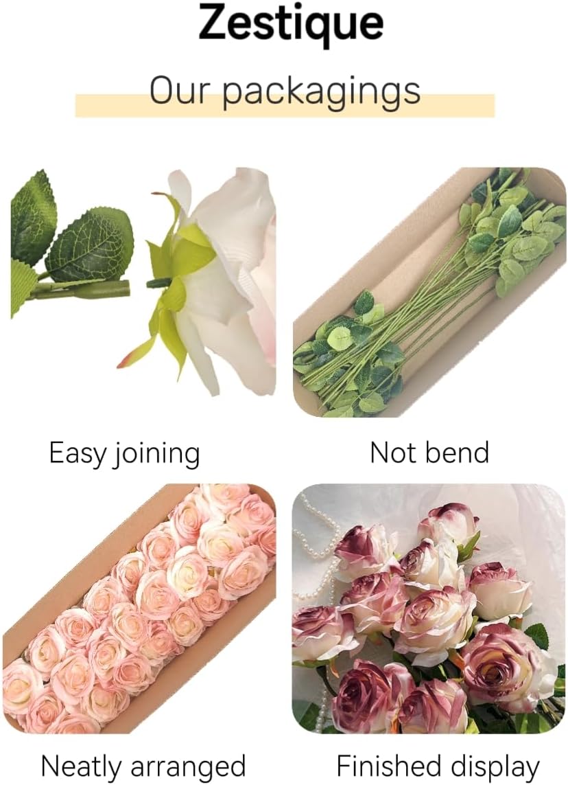 Burgundy Artificial Roses Fake Flowers Not Bend The Peduncle with Stems for DIY Wedding Bouquets Bridal Shower Centerpieces Arrangements Tables Decorations 24pcs