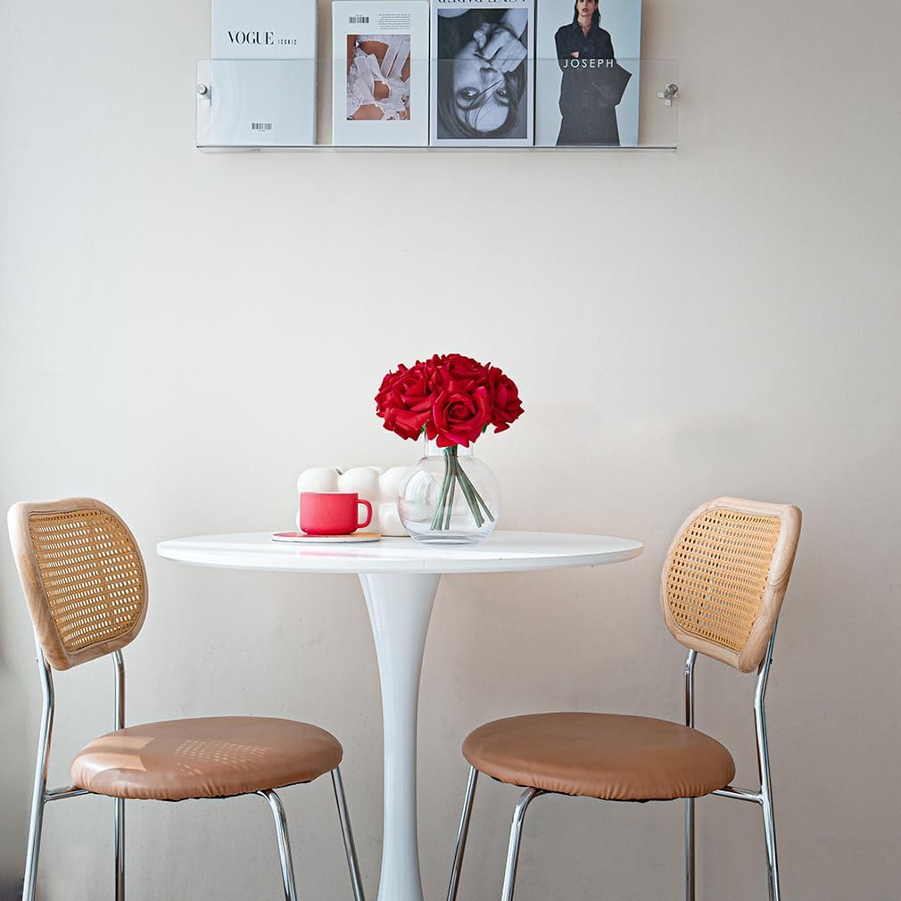 Artificial Roses Single Stem 10pcs Fake Silk Flower Arrangement Bouquet Real Touch for Home Party Wedding Decoration(Red)