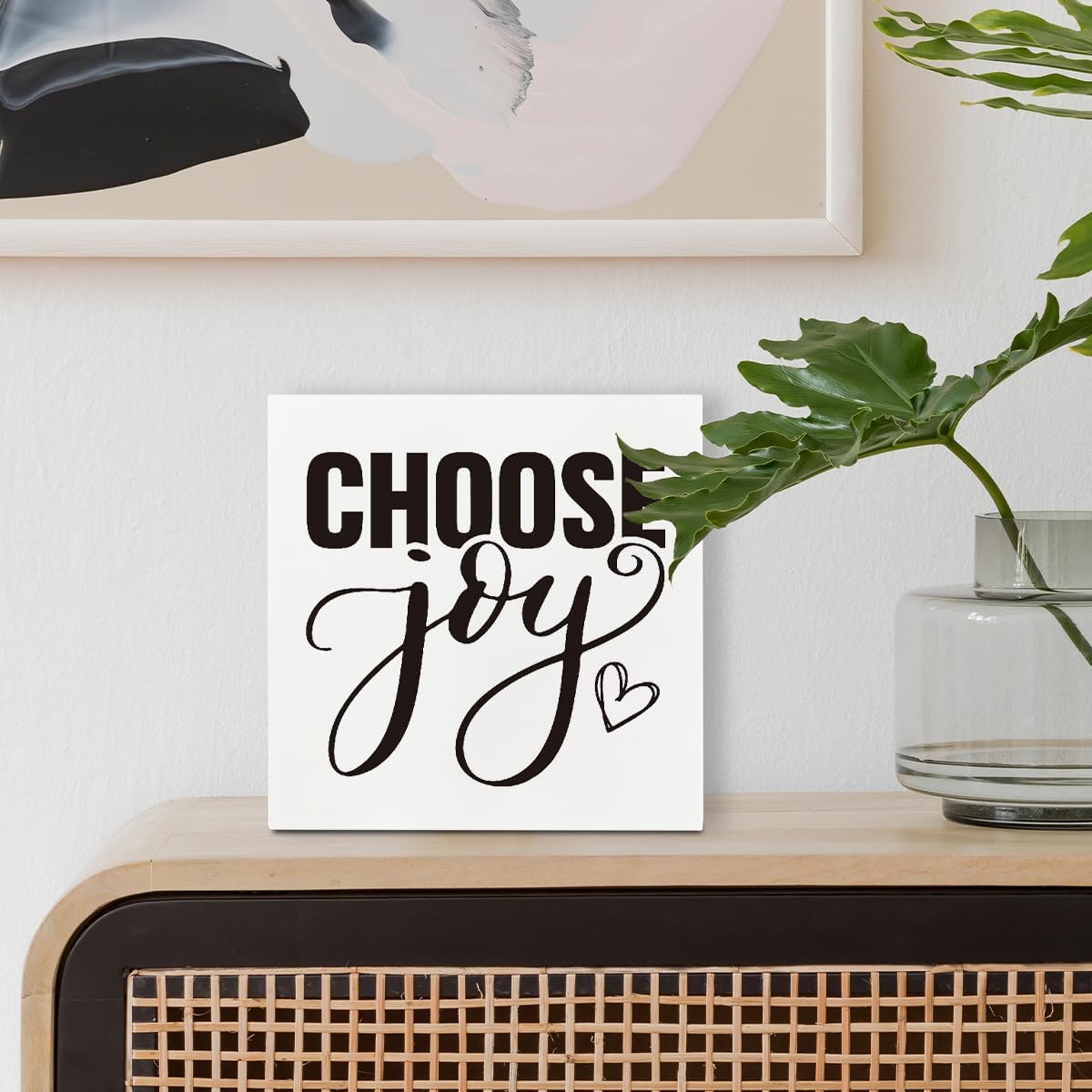 Inspirational Sign, Decorative Wooden Plaques, Rustic Farmhouse Home Decor, Shelf Decoration, Box Signs Decor Tabletop, Office Desk Decoration, Choose Joy Sign 5×5×1.2inches