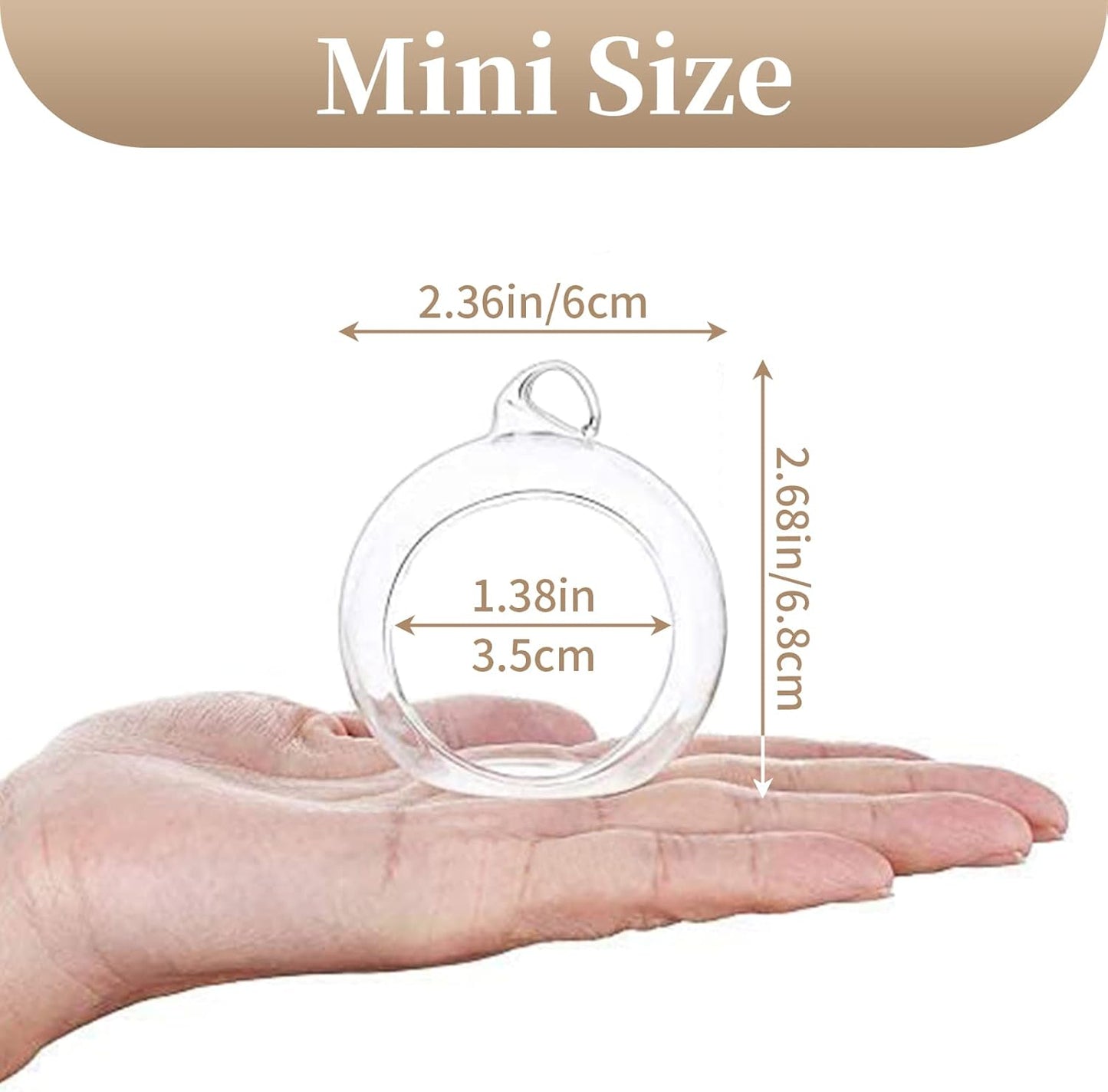 Sziqiqi Hanging Glass Globes Orbs Tea Light Candle Holders fillable with Trinkets for Wedding Ornaments, Wedding Birthday Christmas Party Centerpiece Accessory 2.36inch 20pcs +4 Extra