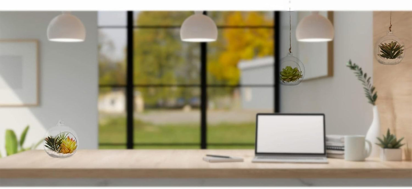 Hanging Glass Candle Holder, Globe Tea Light Holder, Hanging Vase, Flower Plants Terrarium, Glass Orbs Container, Micro Landscape DIY for Home, Office, Wedding (4" 4Pcs)