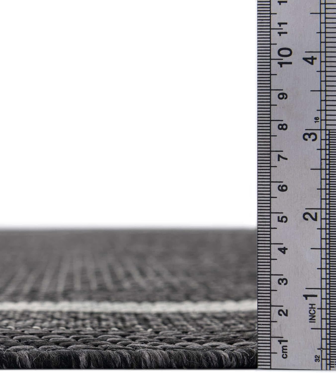 Unique Loom Outdoor Border Collection Area Rug - Soft Border (6' 1" Round Black/Ivory)