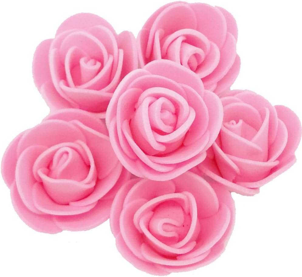 Artificial Flowers 100PCS 3CM Mini Fake Roses for DIY Wedding Bouquets Centerpieces Party Baby Shower Home Decorations (Pink)