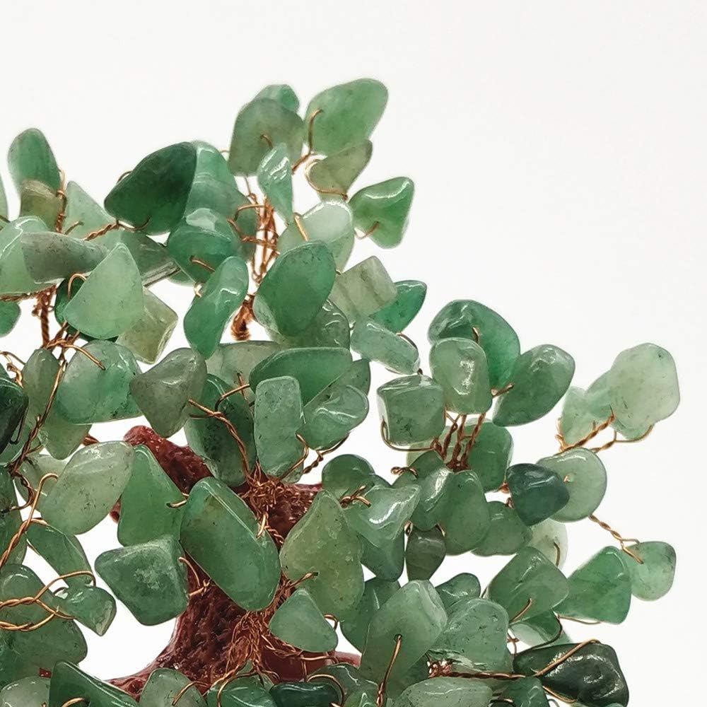 7 Inch Quartz Crystal Money Tree Bonsai Feng Shui Gem Decoration for Wealth and Luck (Green)