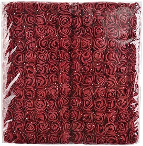 Foam Rose Fake Flowers for Crafts 144 pcs 2 cm Mini Wreaths Artificial Flower Bouquet Multicolor Rose Flower Wedding Scrapbooking Decoration Rose Fake Flower(Burgundy)