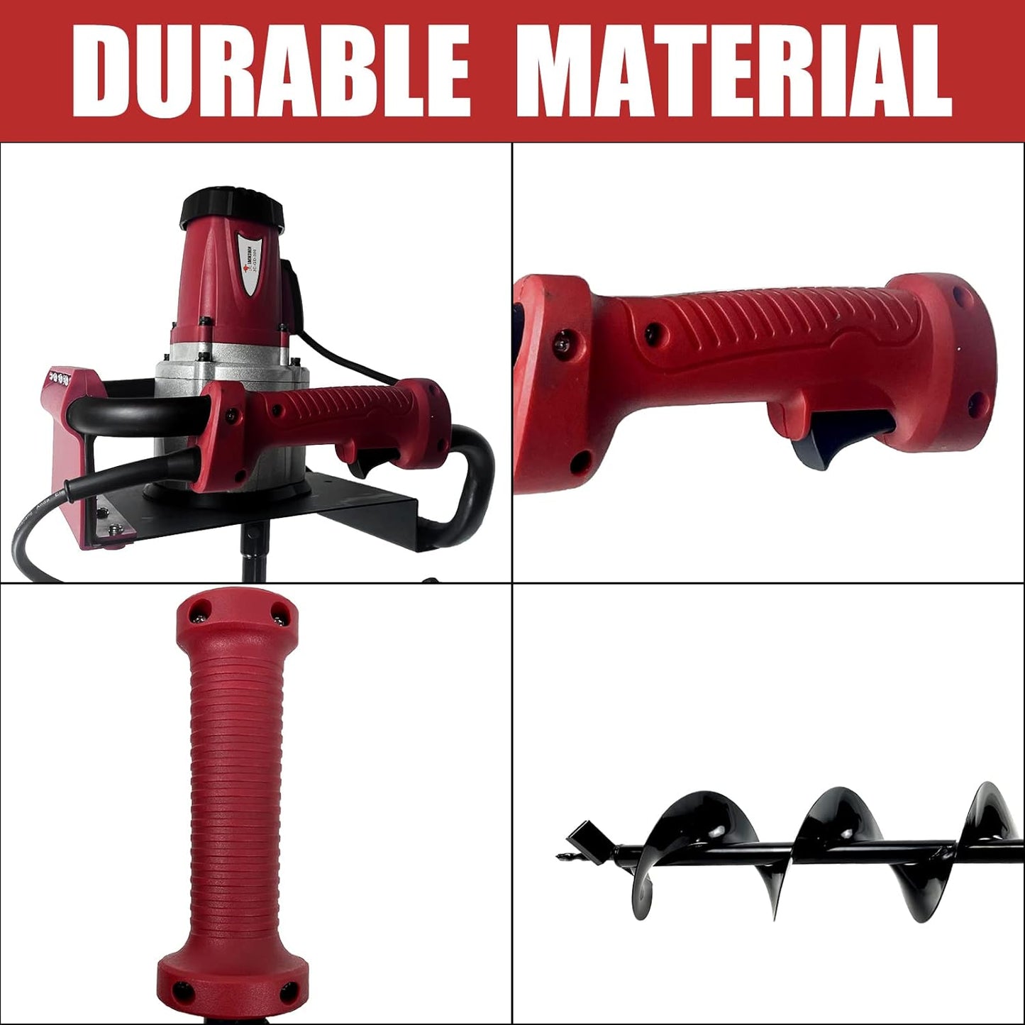 JACKCHEN 6-Inch & 4-inch Electric Post-Hole Digger with Storage Bag, Earth Auger Drill, Auger Bit Earth Auger with Carry Bag, Ideal for Post Hole Digging, Drilling, Tree Planting