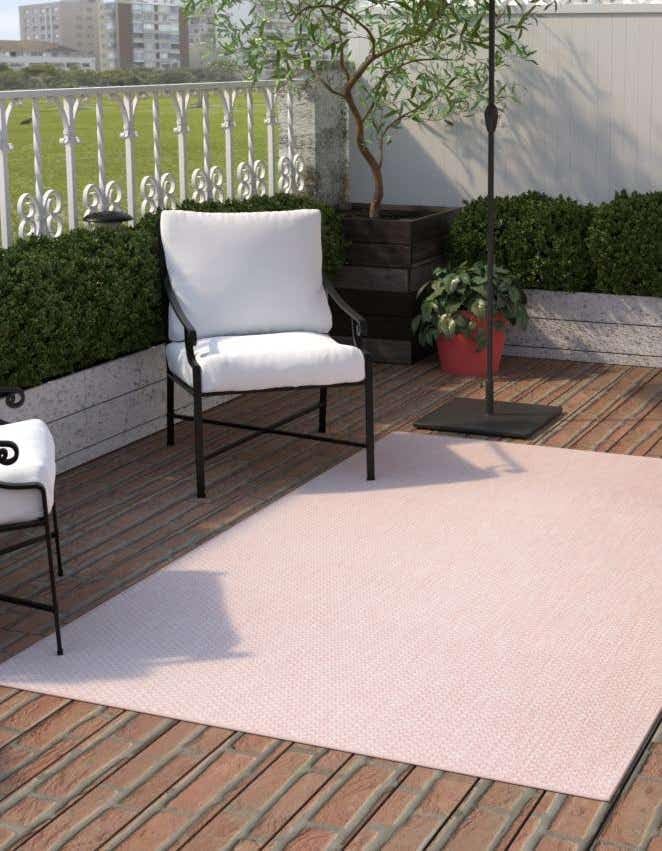 Unique Loom Collection Casual Transitional Solid Heathered Indoor/Outdoor Flatweave Area Rug (10' x 13' 1" Rectangle, Whisper Pink/Ivory)