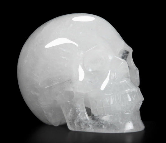 Huge 5.0" Angolan Quartz Rock Crystal Carved Crystal Skull, Realistic.
