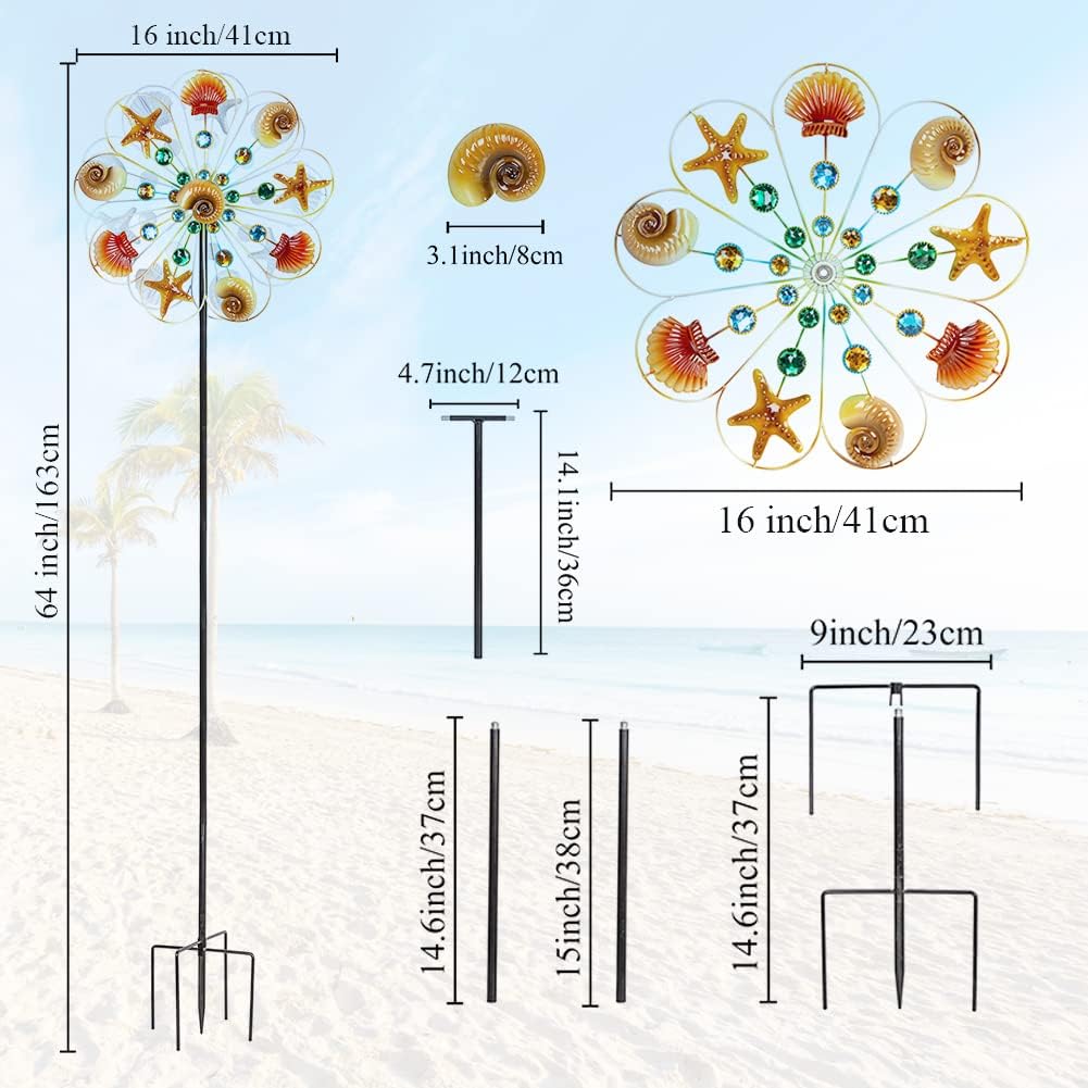 Stargarden Wind Spinners Outdoor, 16 Inch Kinetic Wind Spinner, Ocean Metal Wind Sculptures & Spinners, Waterproof Windmill for Yard, Porch Decor