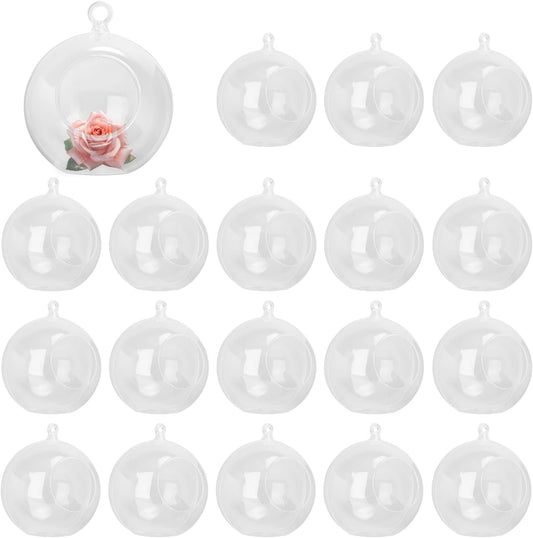 20 Pcs 4.72 Inch Tea Lights Hanging Glass Globes Orbs, Clear Hanging Candle Holder, Tealight Candle Holder for Wedding, Christmas, Party, Centerpiece Accessory and Home Decor by KUKLIPJIM.