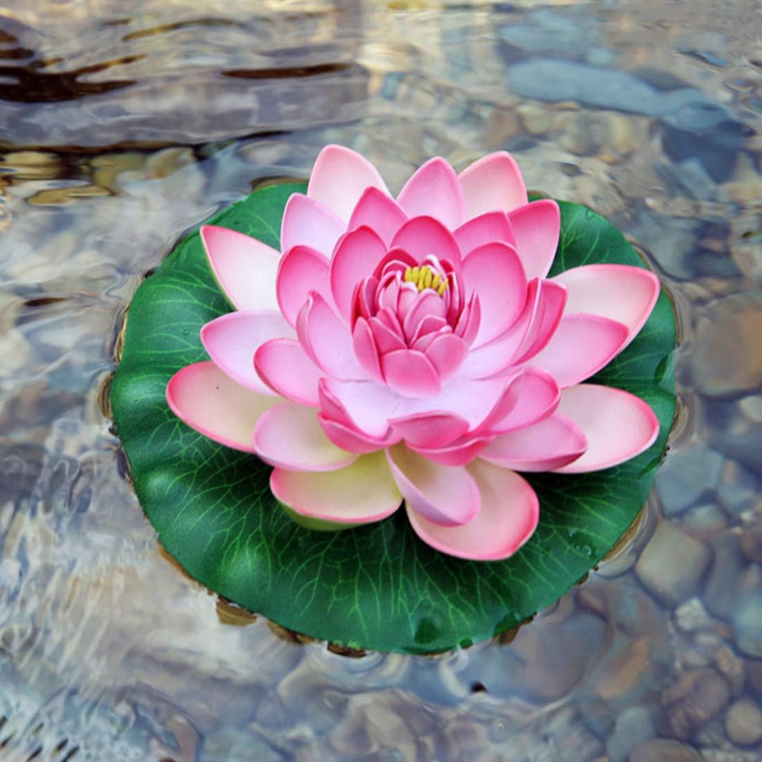Superdream 4PCS Large Artificial Floating Lotus Flowers, Home Garden Pond Aquarium Wedding Decor (7inch) (Orange, Green, Purple, Pink)