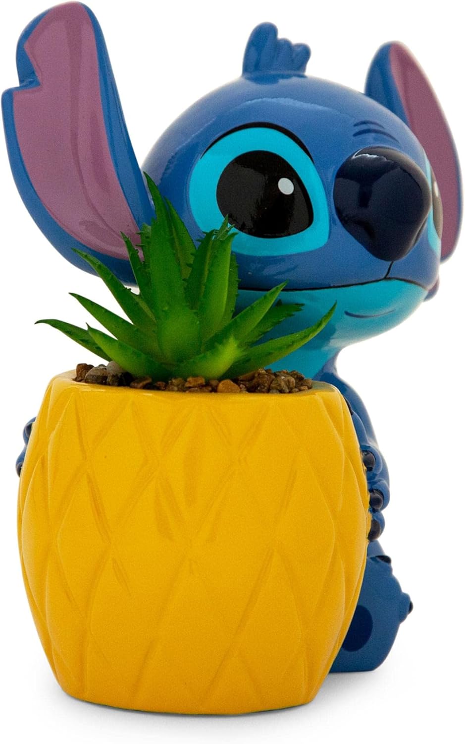 Disney Lilo & Stitch Pineapple 6-Inch Ceramic Planter with Artificial Succulent | Cute Flower Pot, Faux Indoor Plants