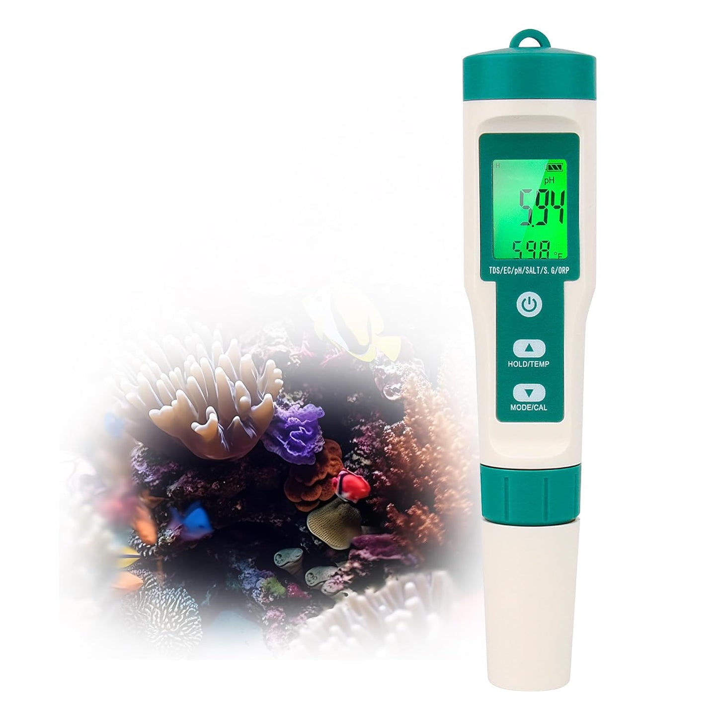 7in1 PH Water Tester, Digital PH Meter for Water Digital Pool Salt Tester,PH SG ORP Salt Temp EC and TDS Meter, Water Quality Tester for Swimming Pool Aquarium Drinking Water Digital Water Testing Kit
