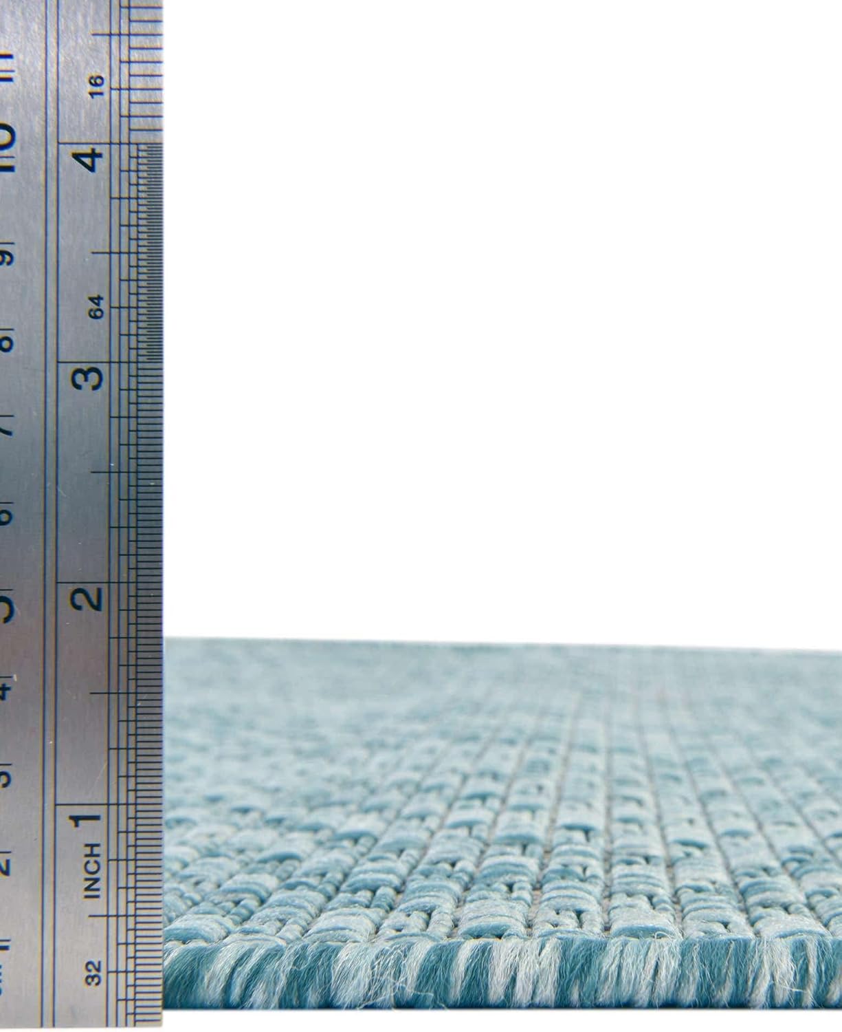 Unique Loom Collection Casual Transitional Solid Heathered Indoor/Outdoor Flatweave Area Rug (2' x 3' 1" Rectangle, Aquamarine/Ivory)