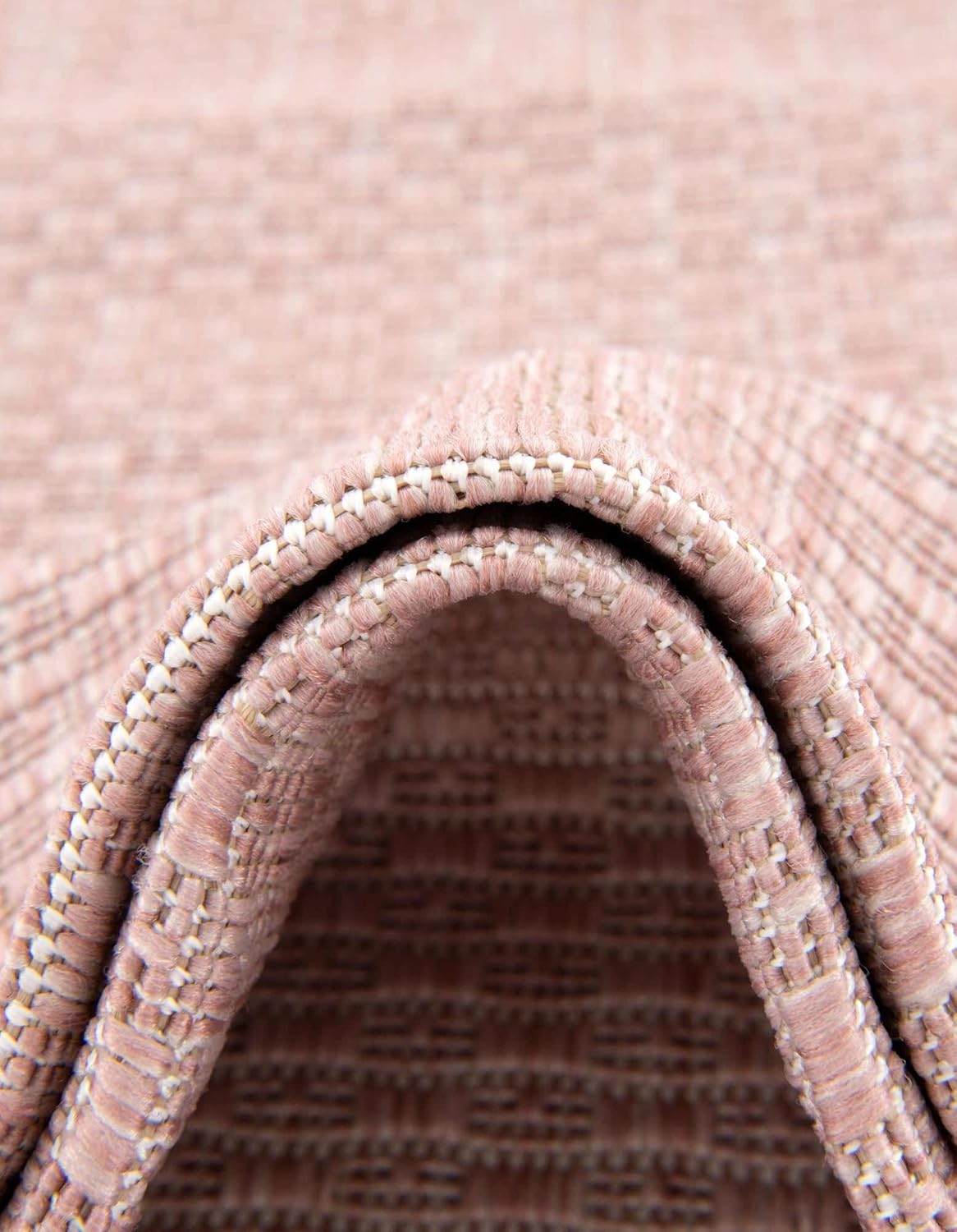 Unique Loom Collection Casual Transitional Solid Heathered Indoor/Outdoor Flatweave Area Rug (2' 2" x 3' 1" Oval, Whisper Pink/Ivory)