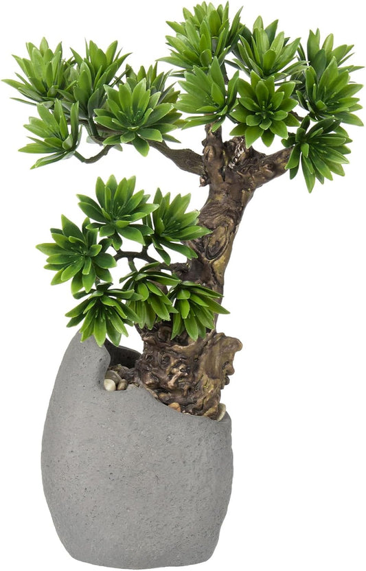 Fake Bonsai Tree Bonsai Plant 13.8” Tall Artificial Bonsai Trees with Cemant Pot Decorated with Pebbles Desk Plant Indoor Bonsai for Home Office Decor