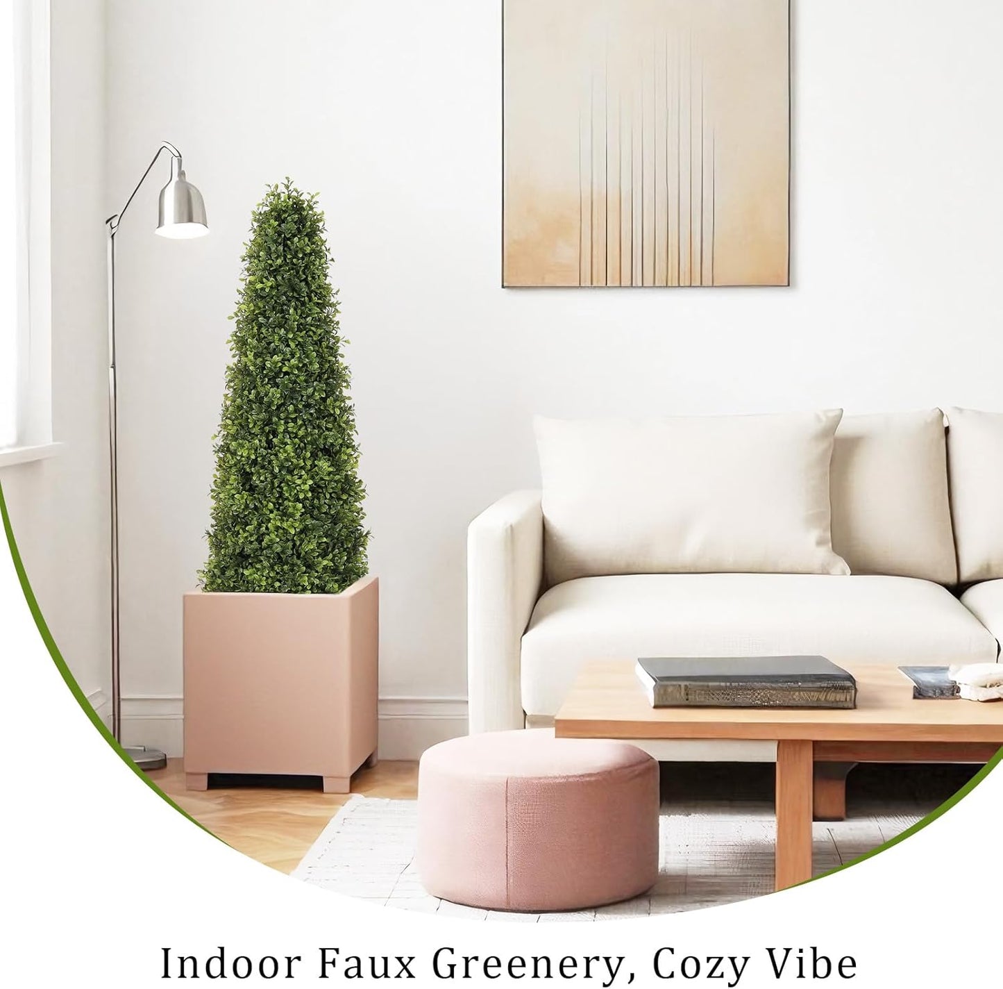 4ft Artificial Boxwood Topiary Trees (Set of 2) - UV Resistant Faux Plants Outdoor, Realistic 48in Fake Potted Bushes and Shrubs for Front Porch, Planter, Patio - Low Maintenance & Evergreen