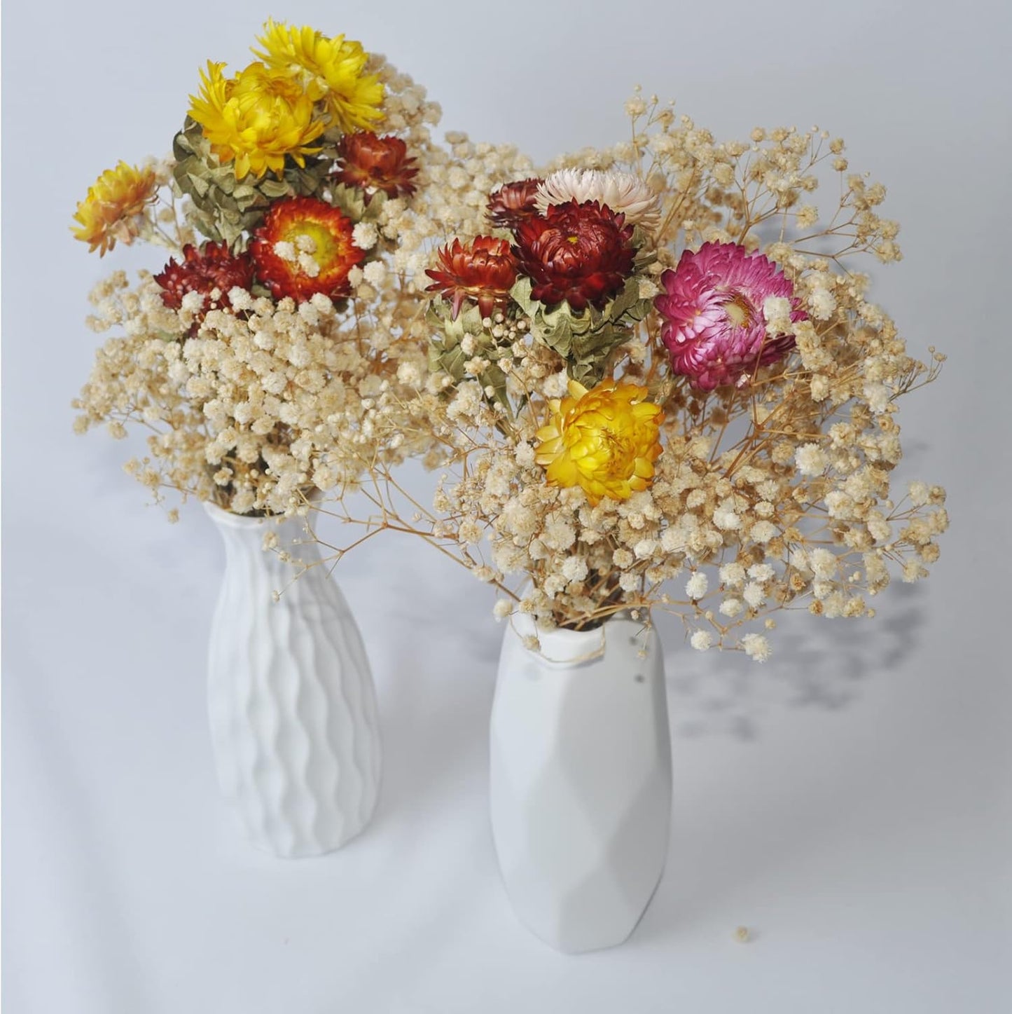 L'BREVOGA Dried Flower Bouquets, Natural Dried Daisy, Chrysanthemums with Baby’s Breath for Floral Arrangement Home Decoration Party Gift (Daisy)