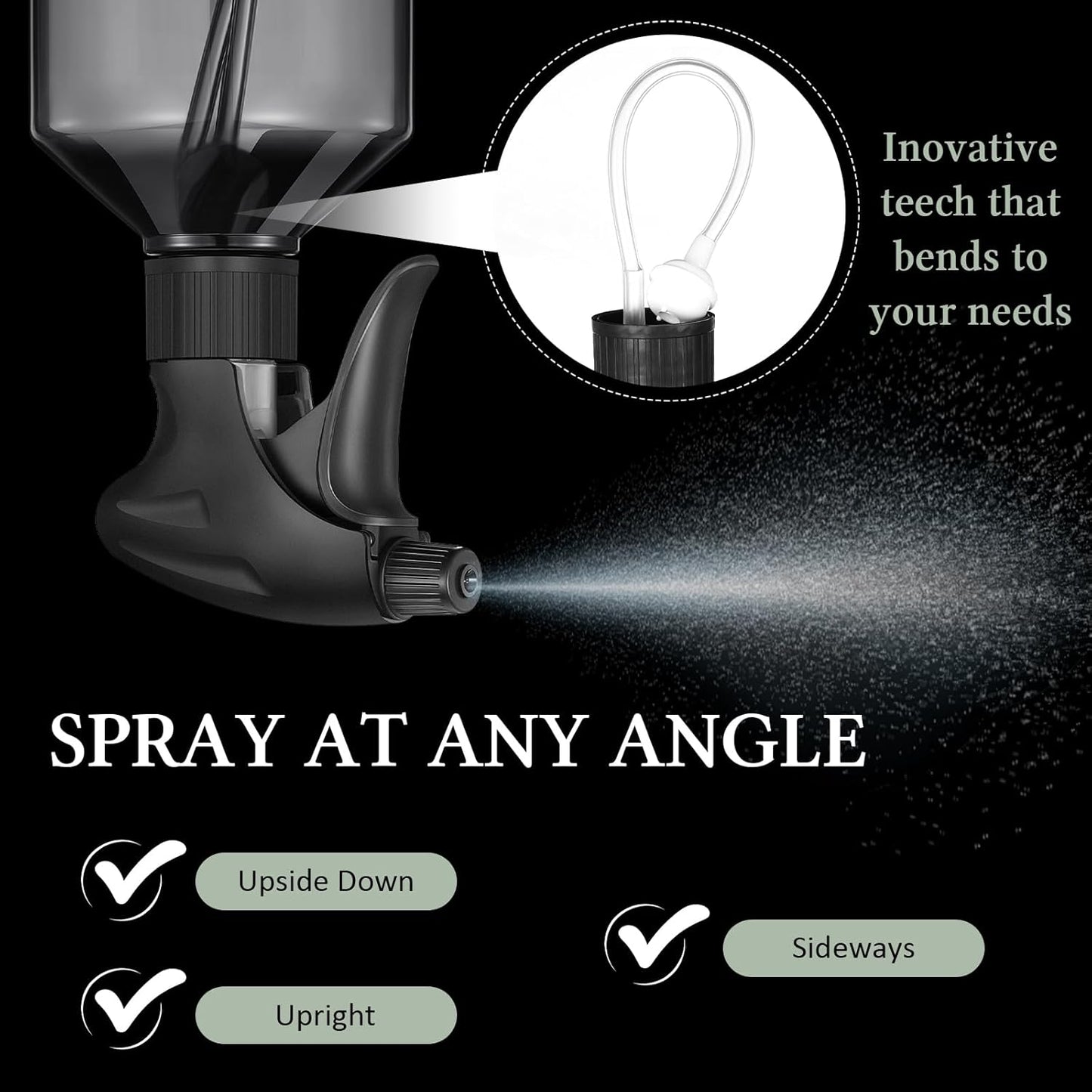 Baderke 2 PCS 360° Spray Bottle, 16 oz Upside Down Spray Bottles, Plastic Spray Bottles is Nice for Plants, Cleaning Solutions, Durable Nozzle w/Fine Mist and Stream Setting (Gray)