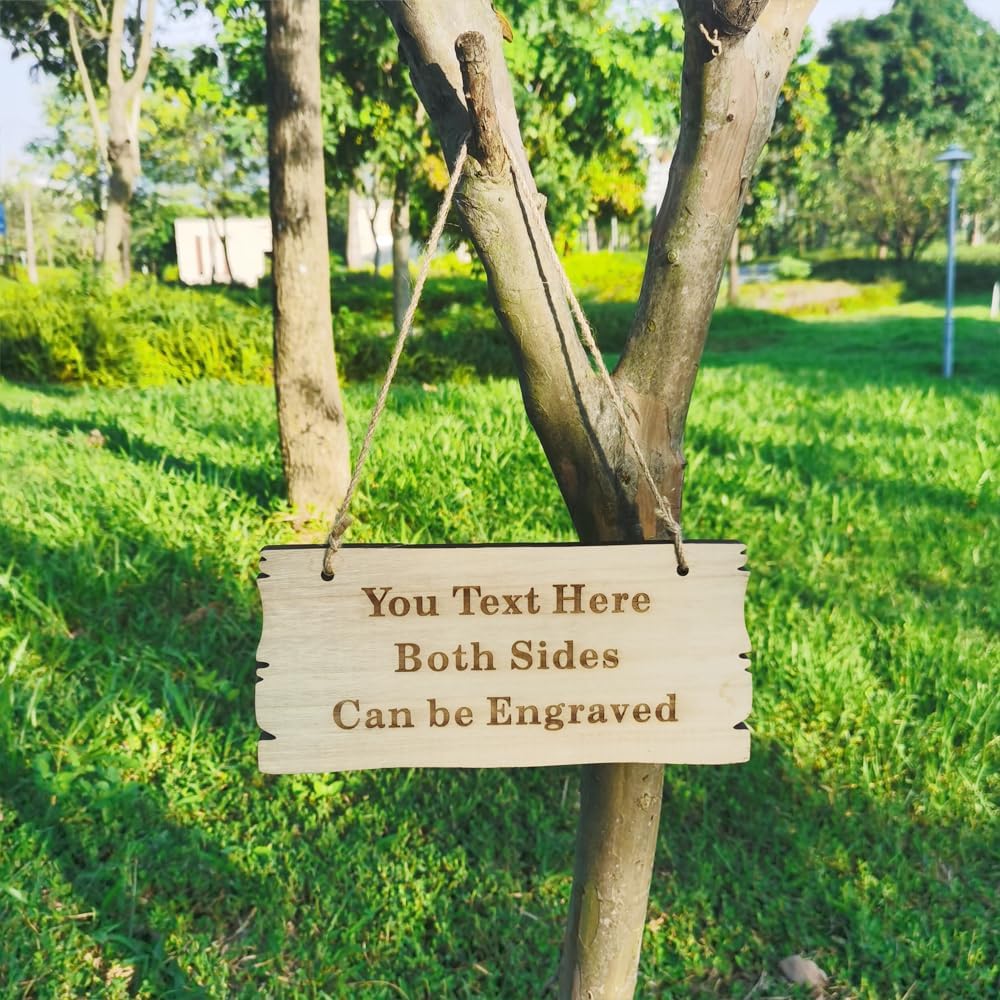 Personalized Wood Plaque Sign, Custom Engraved House Signs, Garden Signs, Welcome Sign, Decoration Signs (White)