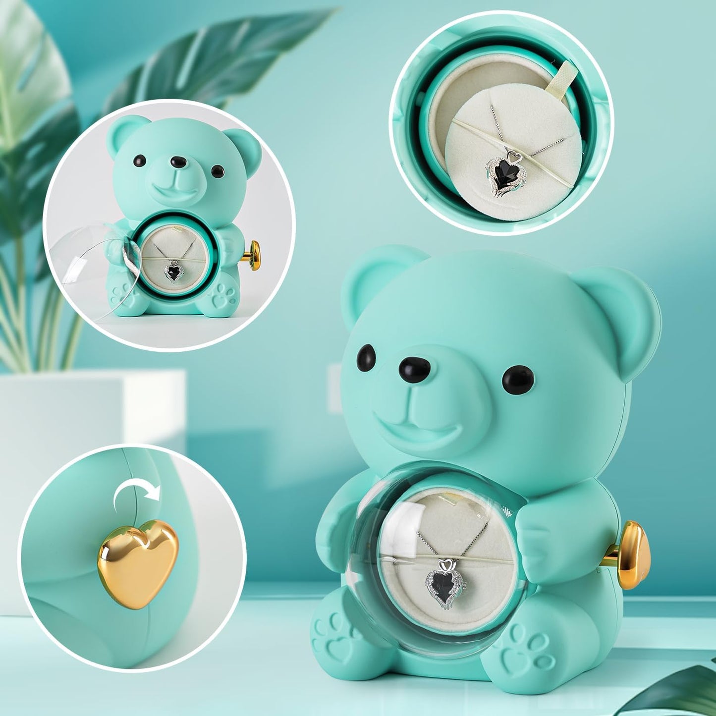 Cute Teddy Bear with Preserved Rose - A Real Rose Flower in Bear with Elegant Gift Box - Romantic Gift for Her in Mother's Day, Weddings, Anniversaries, and Bridal Showers (Blue)