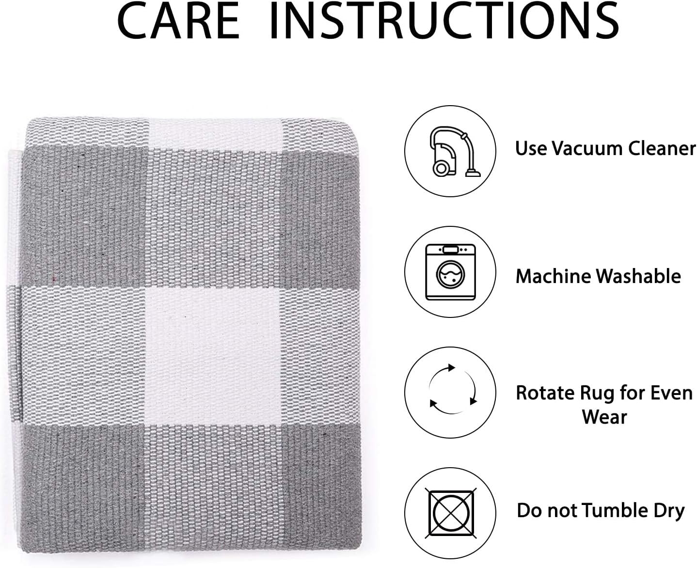 IOHOUZE Buffalo Plaid Checkered Rug 2x3 Ft Front Door Mats, Washable Area Rugs for Front Porch Decor, Spring Summer Welcome Mats Outdoor, Grey White Rug for Farmhouse/Entryway/Home Entrance